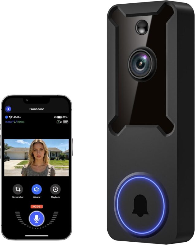 1080p Wireless Outdoor Dome Security Camera, Night Vision, Two-Way Audio, Smart AI Human Detection, Live Viewing, Battery-Powered, Supports 2.4GHz Wi-Fi Only, Cloud Storage (Sold Separately)