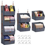 4-Tier Modular Sturdy Hanging Closet Organizer, Heavy-Duty Detachable Clothes Hanging Shelves with Reinforced Zippers and 8 Durable Hooks, Hanging Camper Organizer for Bedroom, RV, Nursery