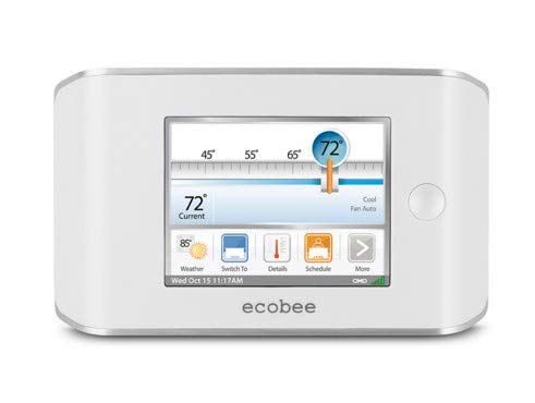 Ecobee EB-EMSSI-01 Ecobee 2 Heat 2 Cool Digital WiFi Programmable Thermostat, Energy Management System, Commercial Thermostat, Full Color Non-Touch Screen, Power Method: Hardwired, 24V, 1 Lbs