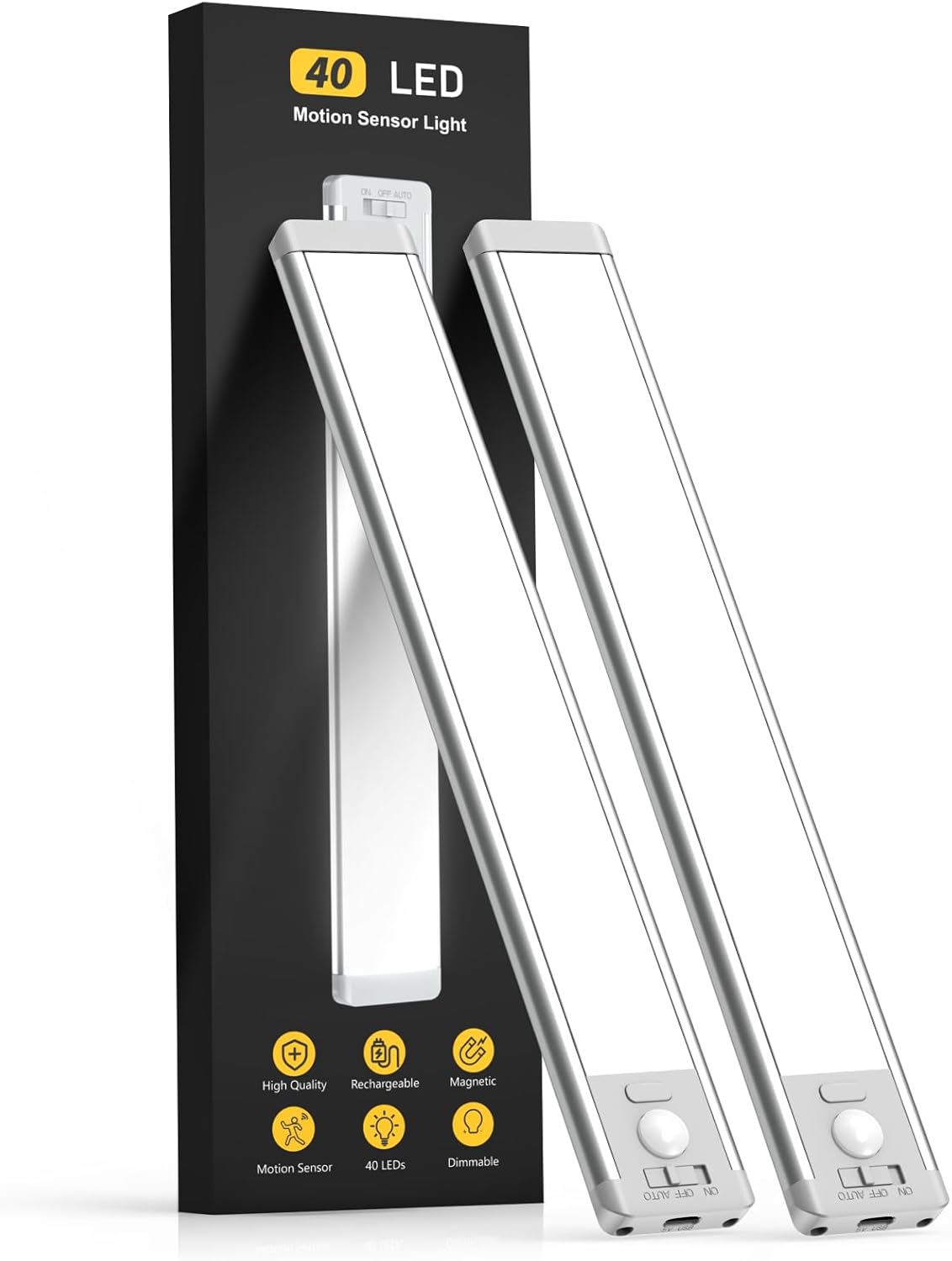 MCGOR 10inch Under Cabinet Lighting, 2 Pack Rechargeable Motion Sensor Light Indoor, 5 Levels Dimmable Magnetic Closet Lights, Wireless Under Counter Lights for Kitchen, Stairs MCGOR 10inch Under Cabinet Lighting, 2 Pack Rechargeable Motion Sensor Light Indoor, 5 Levels Dimmable Magnetic Closet Lights, Wireless Under Counter Lights for Kitchen, Stairs