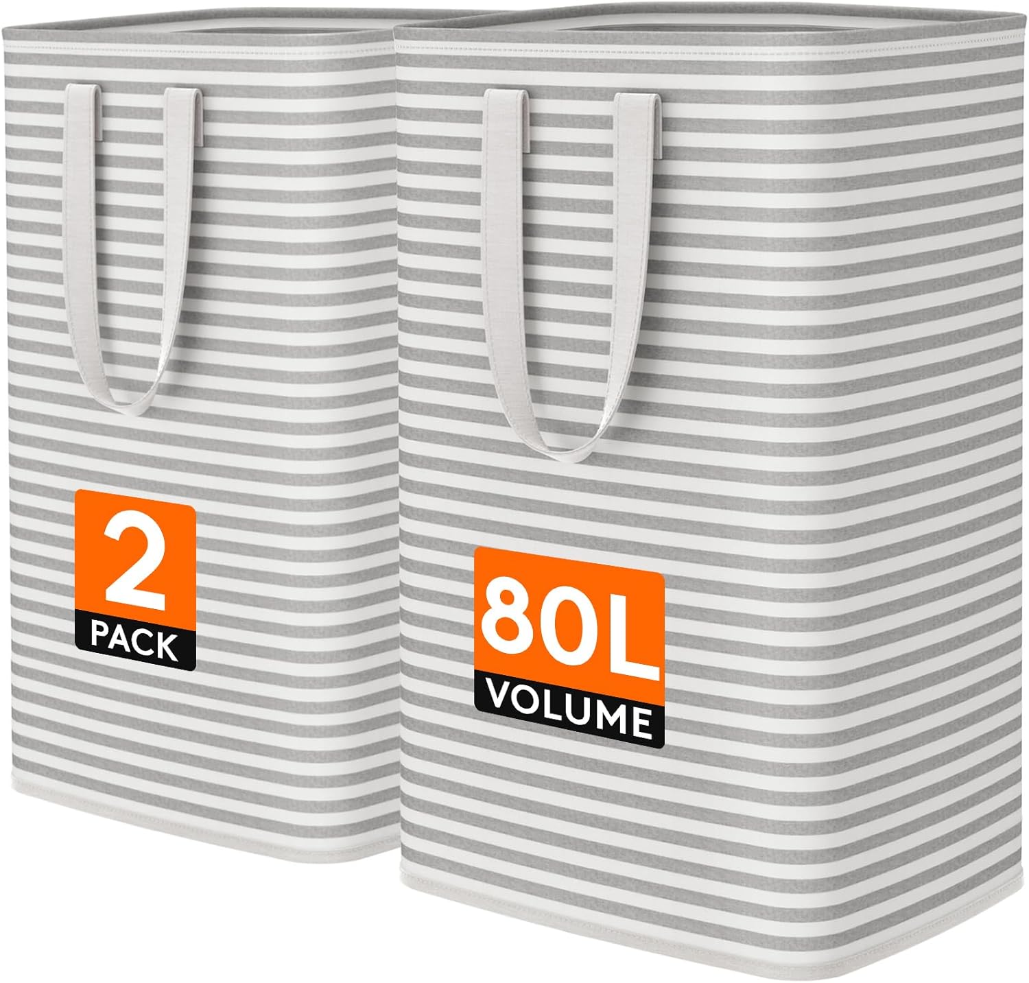 Lifewit 2 Pack Laundry Basket 80L Each, Collapsible Clothes Hamper with Reinforced Handles, Freestanding Waterproof Design for Bedroom and Laundry Room, Grey 160L Total Lifewit 2 Pack Laundry Basket 80L Each, Collapsible Clothes Hamper with Reinforced Handles, Freestanding Waterproof Design for Bedroom and Laundry Room, Grey 160L Total