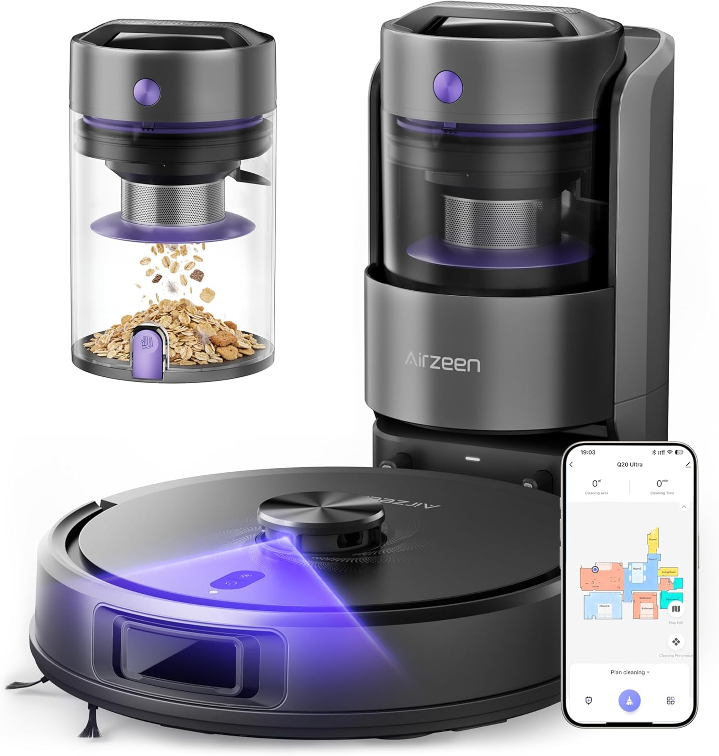 Robot Vacuum and Mop, Upgraded Bagless Robot Vacuum Cleaner with Self-Emptying, 6000Pa Robotic Vacuum with LiDAR Navigation, Smart Mapping, Schedule, App/Alexa Control for Carpet/Pet Hair, Q20 Ultra Robot Vacuum and Mop, Upgraded Bagless Robot Vacuum Cleaner with Self-Emptying, 6000Pa Robotic Vacuum with LiDAR Navigation, Smart Mapping, Schedule, App/Alexa Control for Carpet/Pet Hair, Q20 Ultra