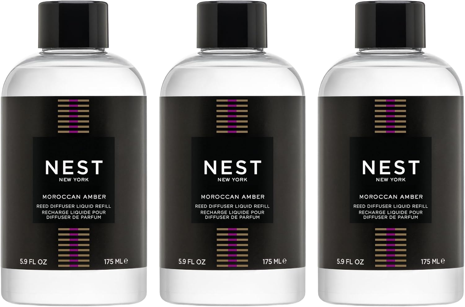 NEST New York Reed Diffuser Liquid Refill Bundle, Moroccan Amber – Includes Three 5.9 fl oz Refill Bottles NEST New York Reed Diffuser Liquid Refill Bundle, Moroccan Amber – Includes Three 5.9 fl oz Refill Bottles