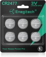 Enegitech CR2477 Lithium Button Battery Coin 2477 3V Button Cell​​ for Wall Clocks, Hygrometers, Electronic Scales, Smart Meters, Compatible with Ecobee Smart Sensor Coin Cell (6 Pack)