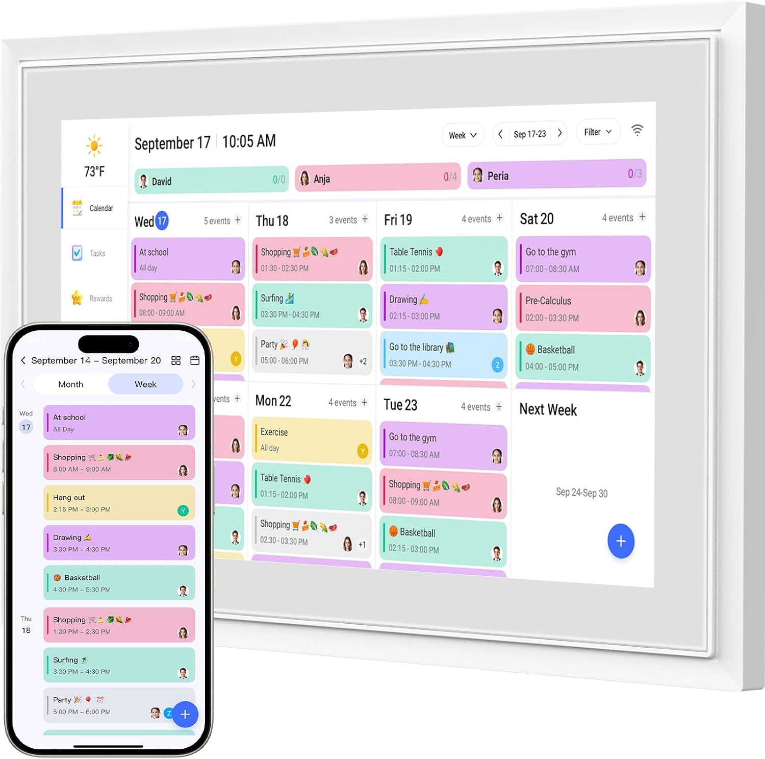 Digital Calendar,10.1 Inch Smart Electronic Calendar Family Planner,IPS HD Touch Screen Home Interactive with WiFi App Control,AI Meal Schedule, Duty Chart,Achievement Rewards-Share Photos,Videos and Sound Reminder,Gifts for Women Men Mom Dad,Desk Calendar Refills