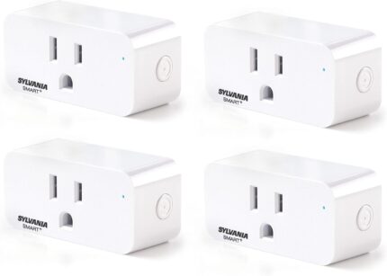 Sylvania WiFi Smart Plug, Voice Control, Compatible with Alexa and Google Home, Timer, On/Off, White - 4 Pack (75703)